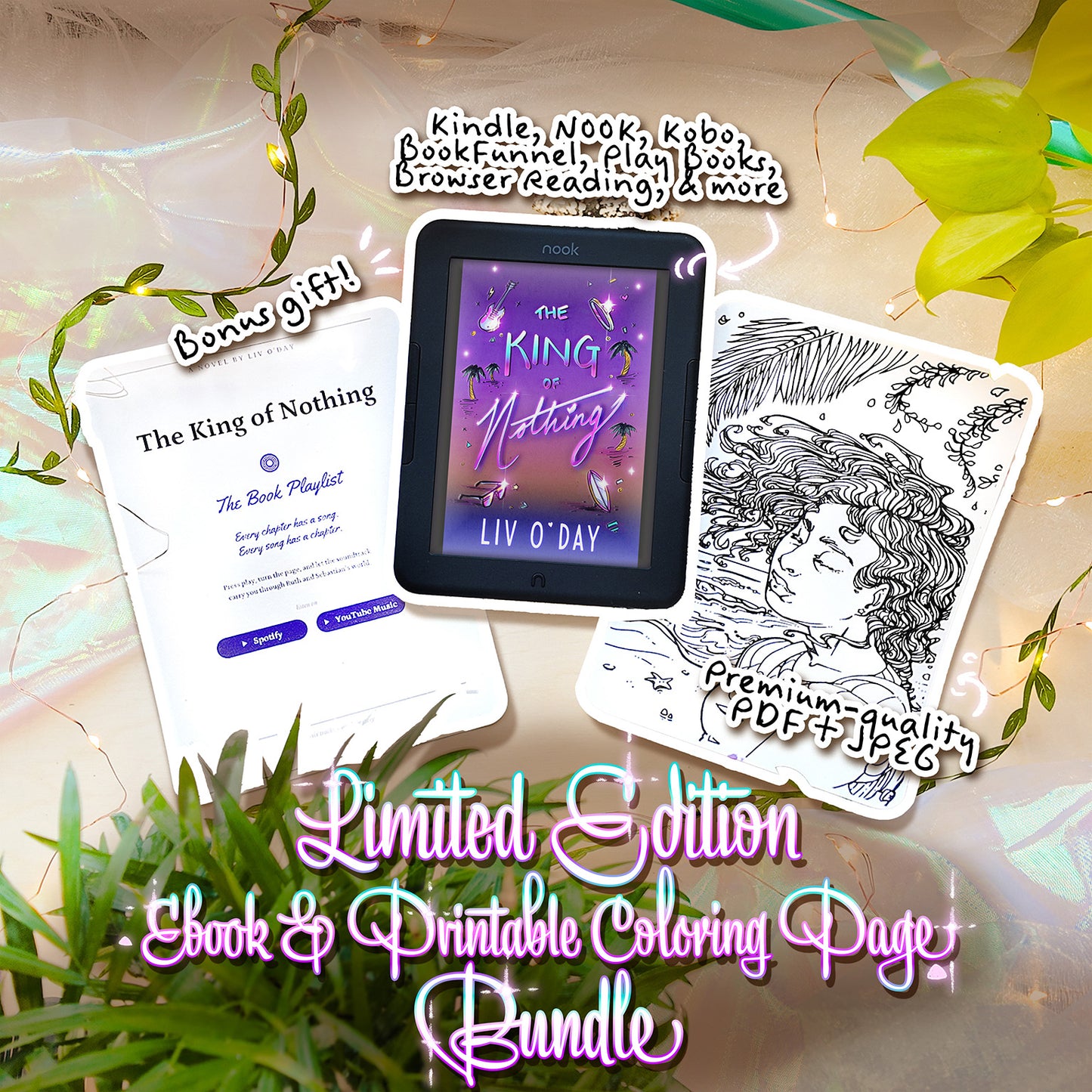 The King of Nothing - Romantic Comedy Ebook & Printable Coloring Page Bundle